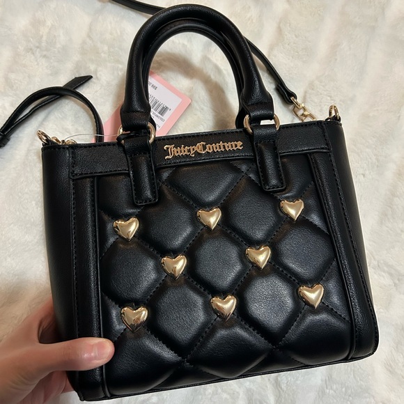 💜SOLD💜NWT Juicy Couture Colorful Love Mini Tote with Crossbody Strap Liquorice - Picture 7 of 14
